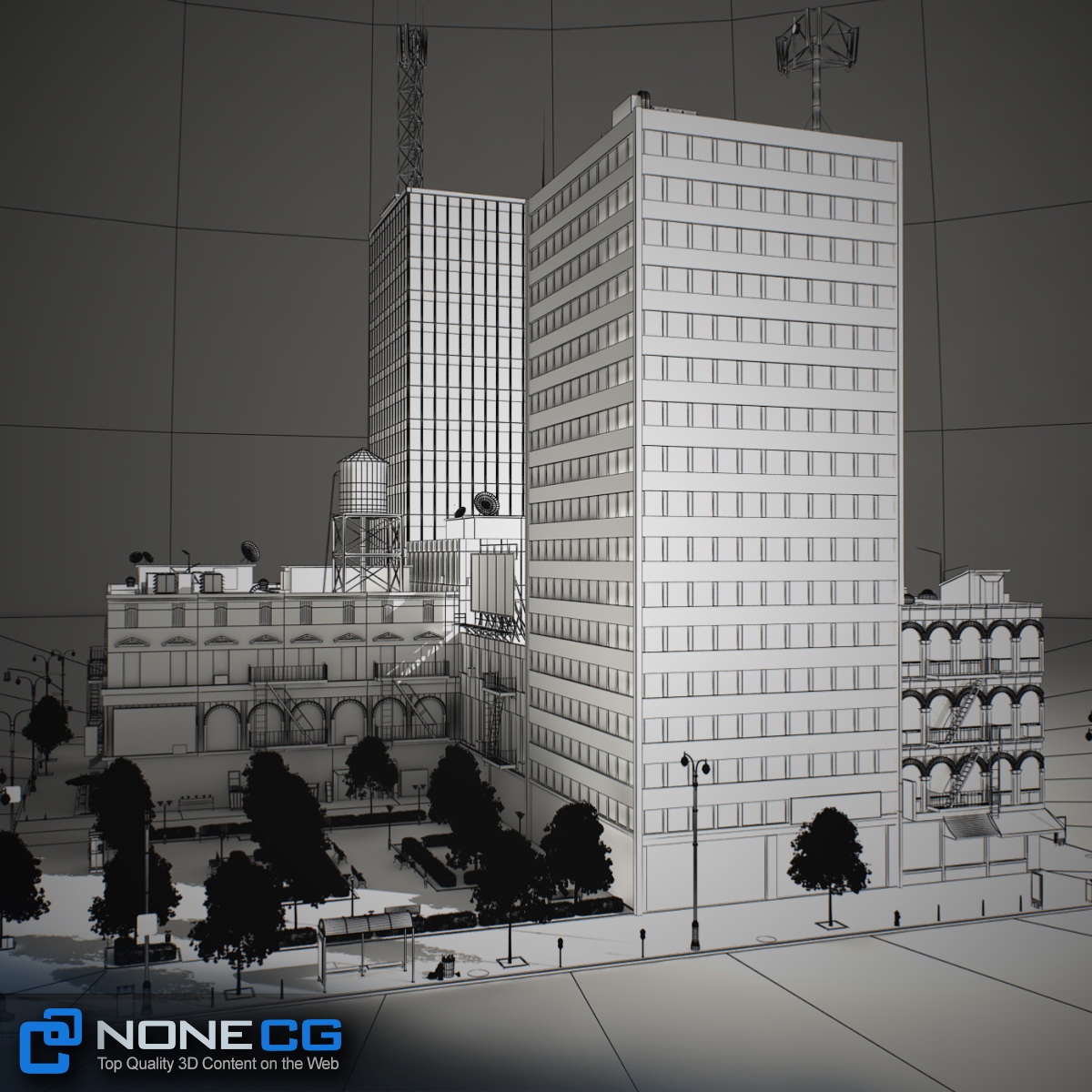 NYC Block Set 8 V2 Free low-poly 3D model_38
