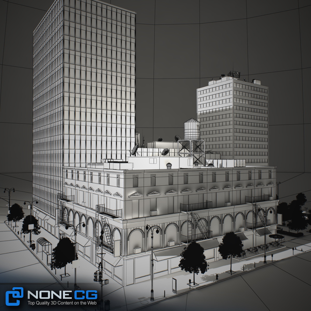 NYC Block Set 8 V2 Free low-poly 3D model_32