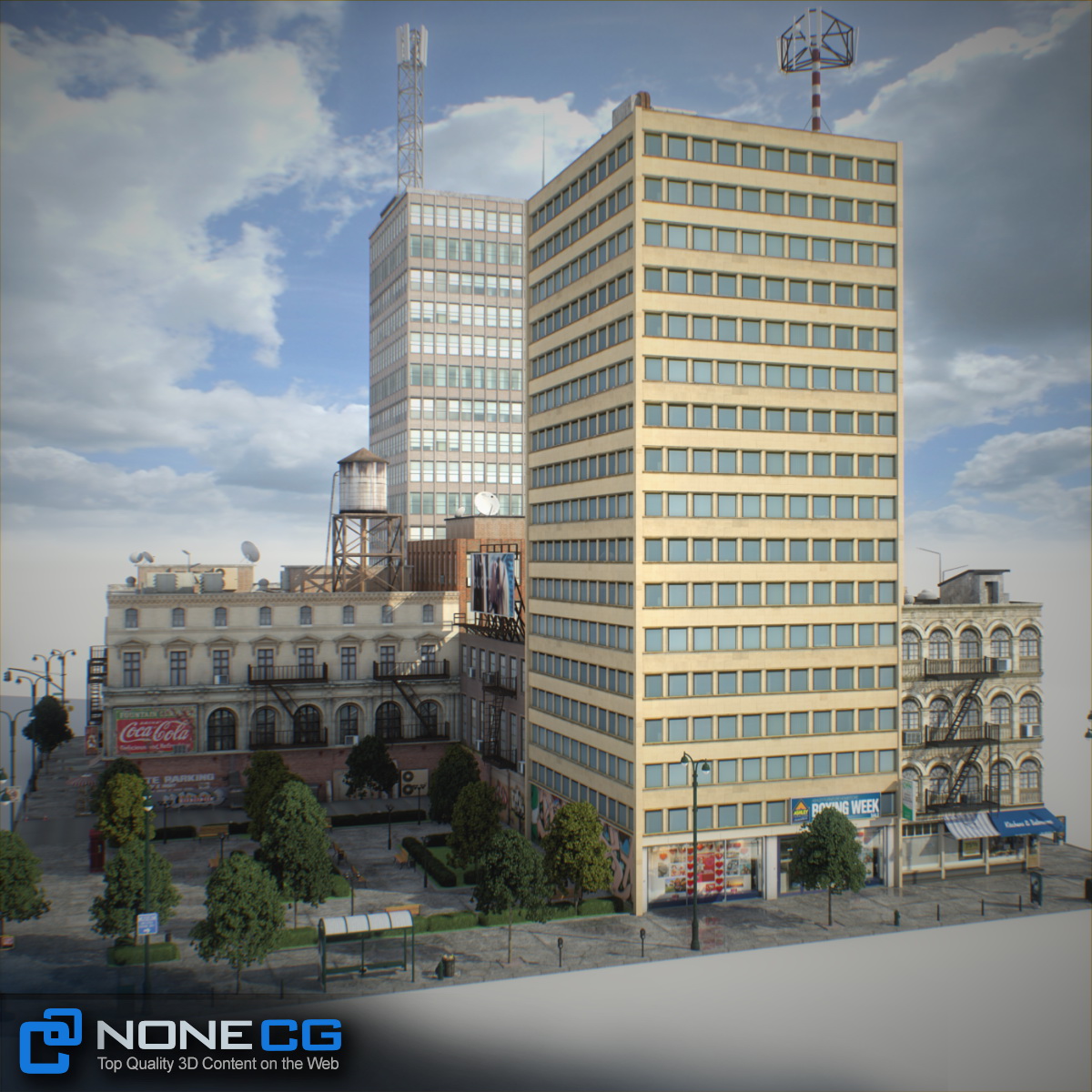 NYC Block Set 8 V2 Free low-poly 3D model_11