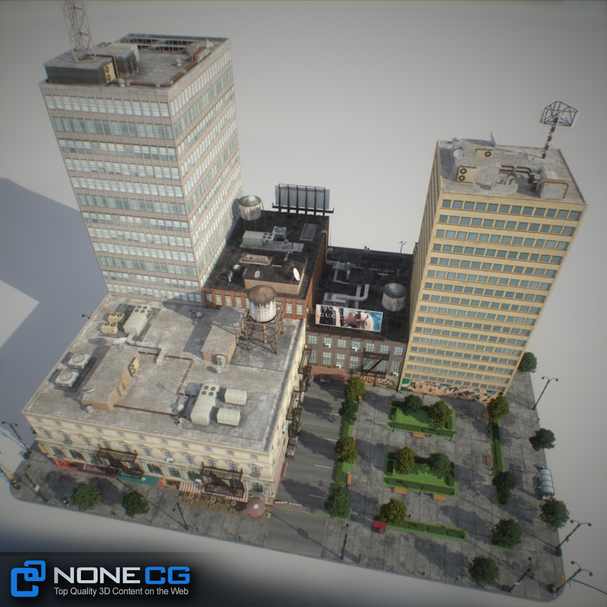 NYC Block Set 8 V2 Free low-poly 3D model_30