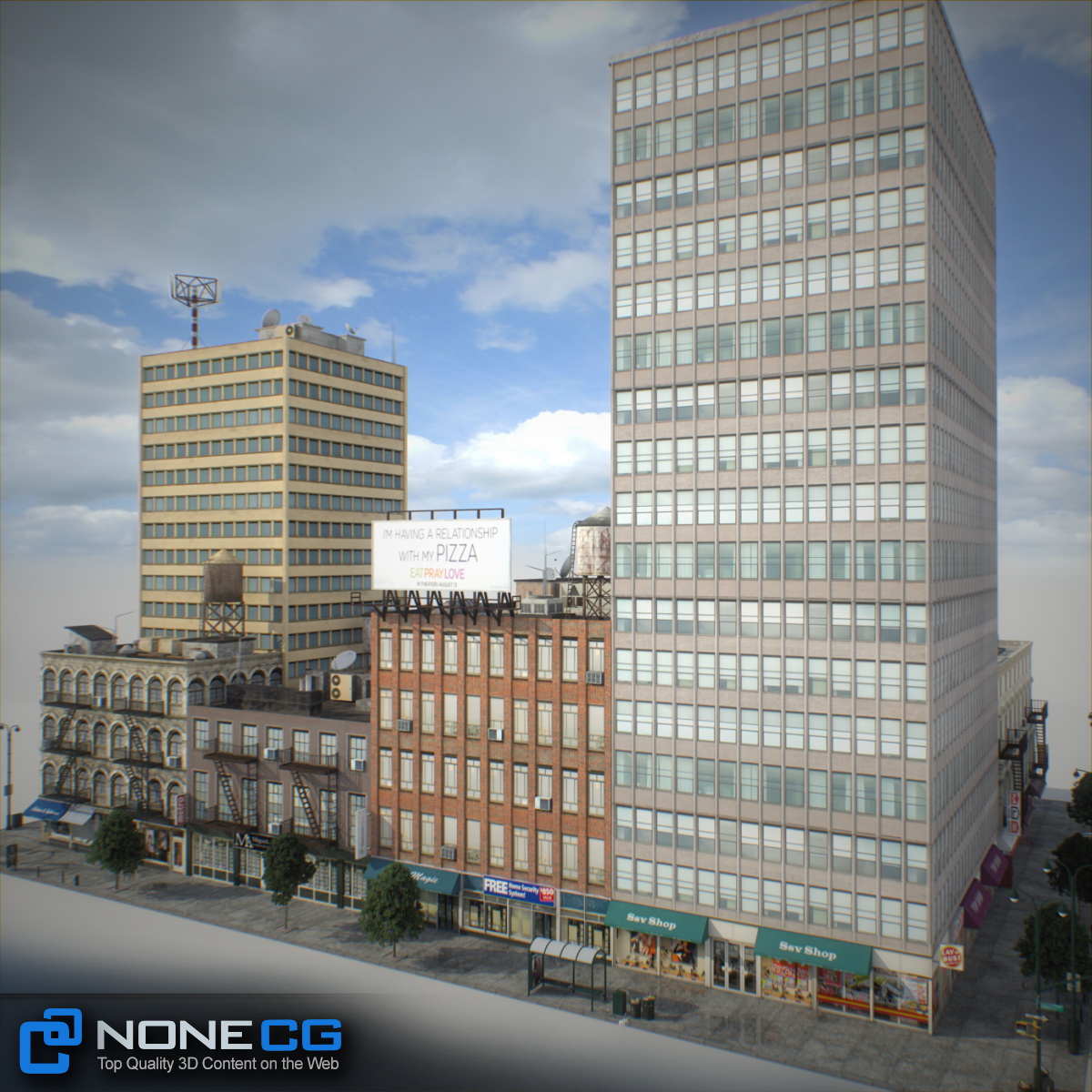 NYC Block Set 8 V2 Free low-poly 3D model_8