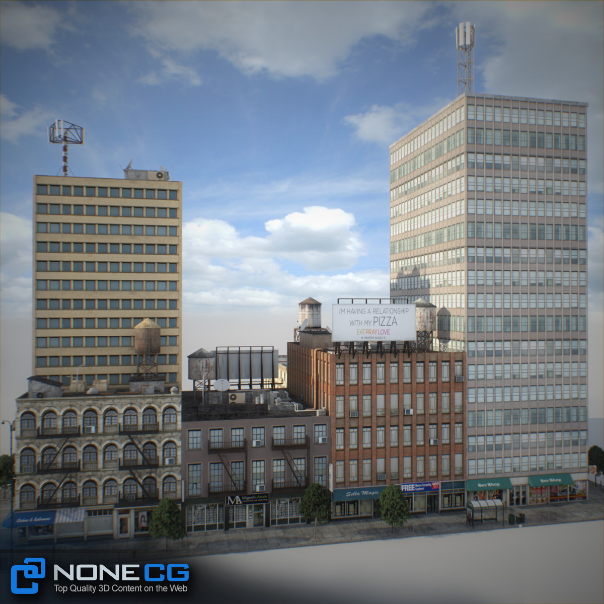 NYC Block Set 8 V2 Free low-poly 3D model_9