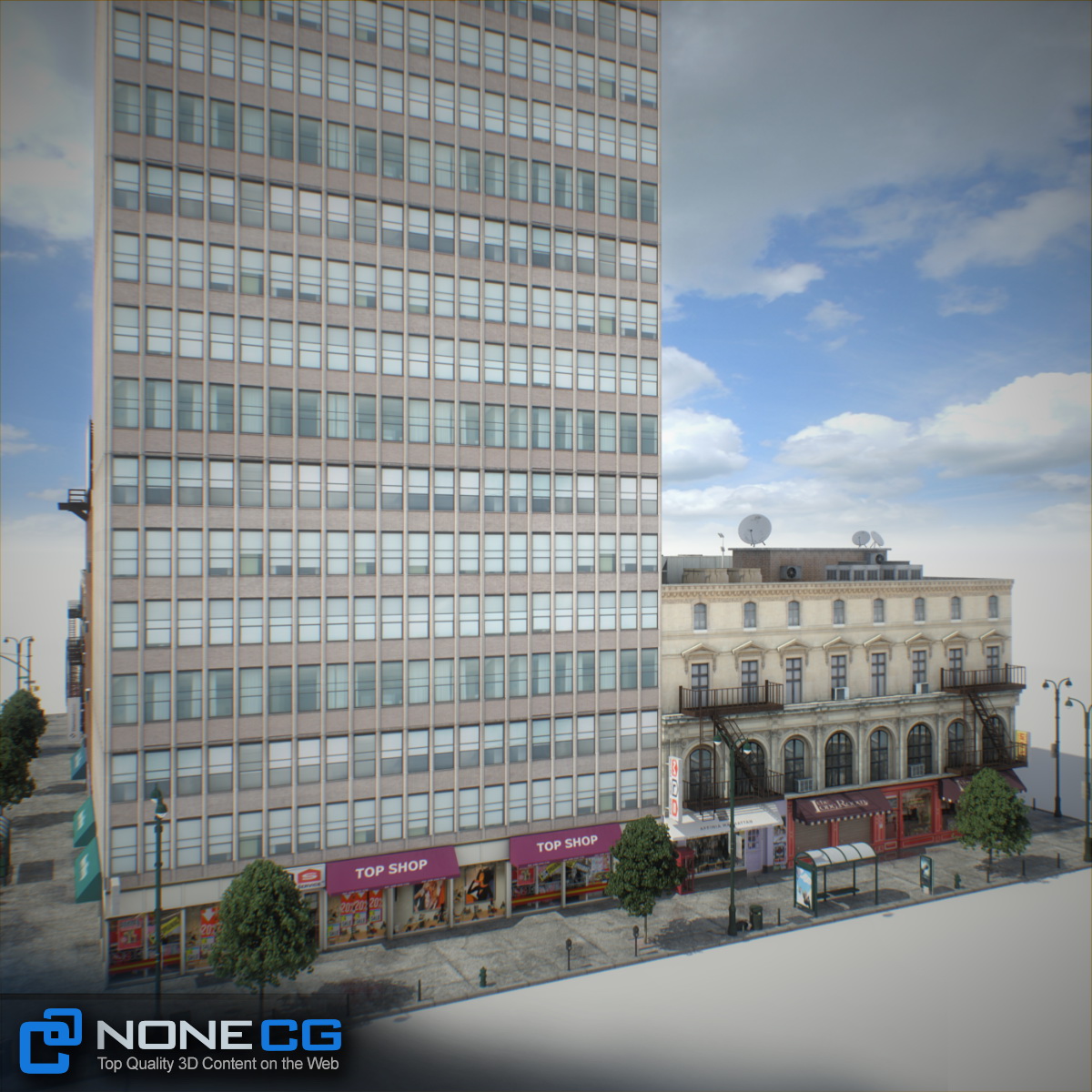 NYC Block Set 8 V2 Free low-poly 3D model_4