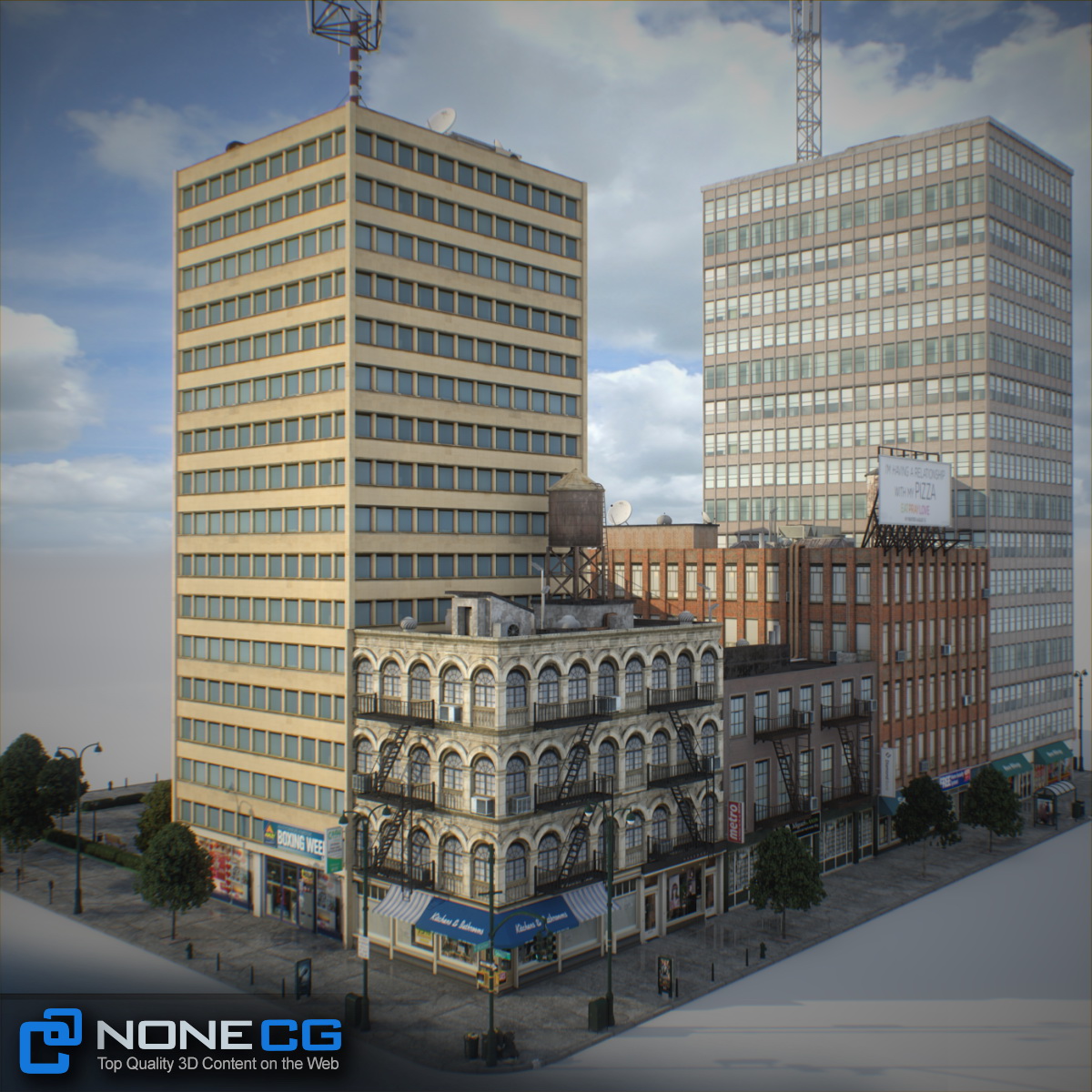 NYC Block Set 8 V2 Free low-poly 3D model_10