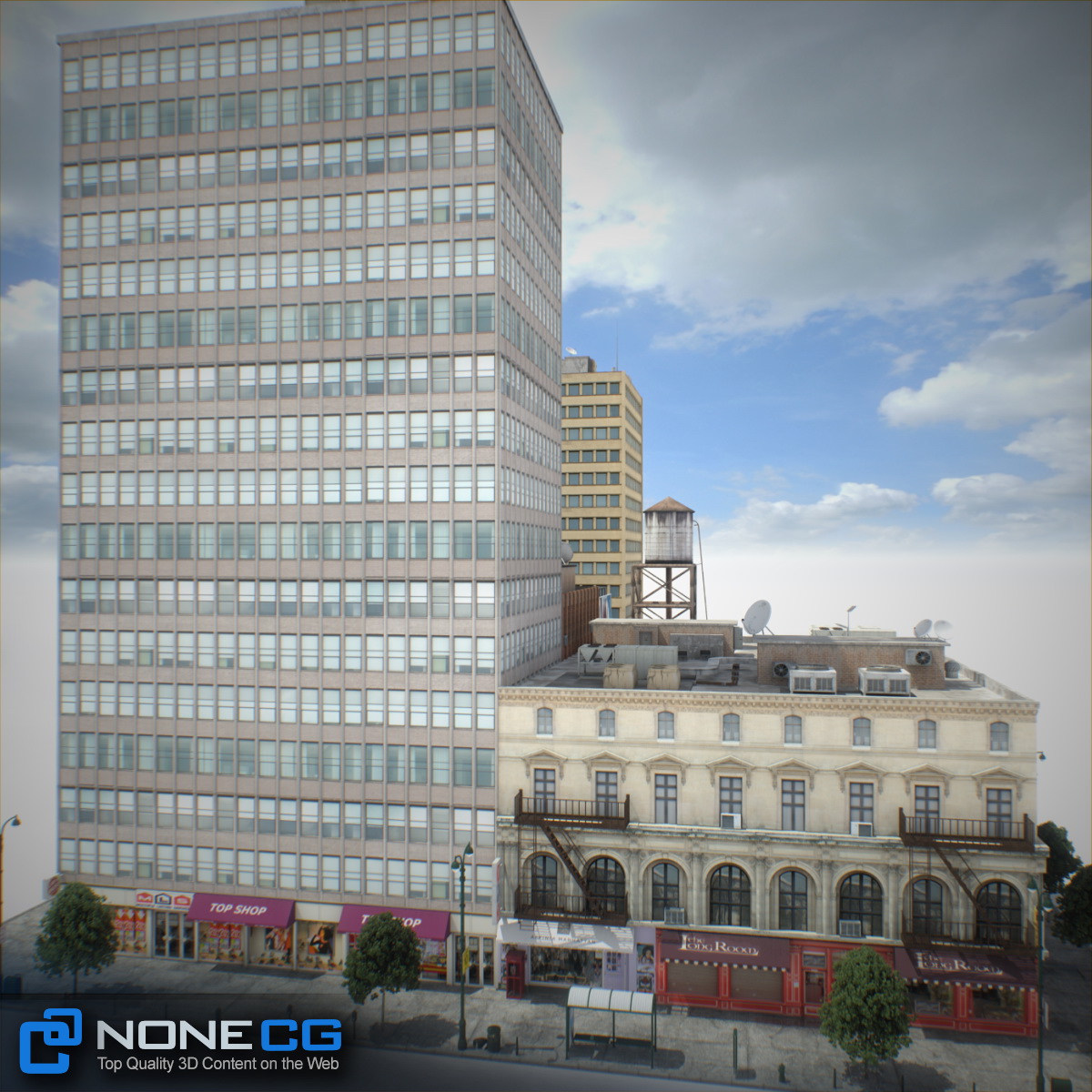 NYC Block Set 8 V2 Free low-poly 3D model_6