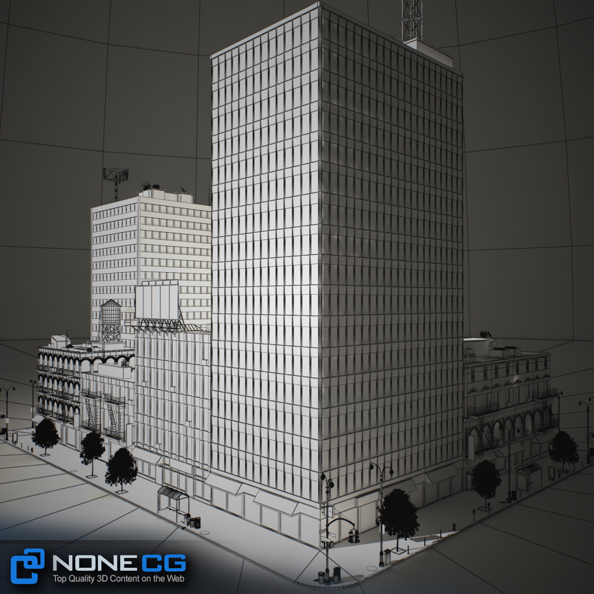NYC Block Set 8 V2 Free low-poly 3D model_34