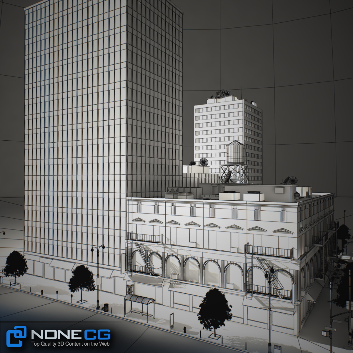 NYC Block Set 8 V2 Free low-poly 3D model_33