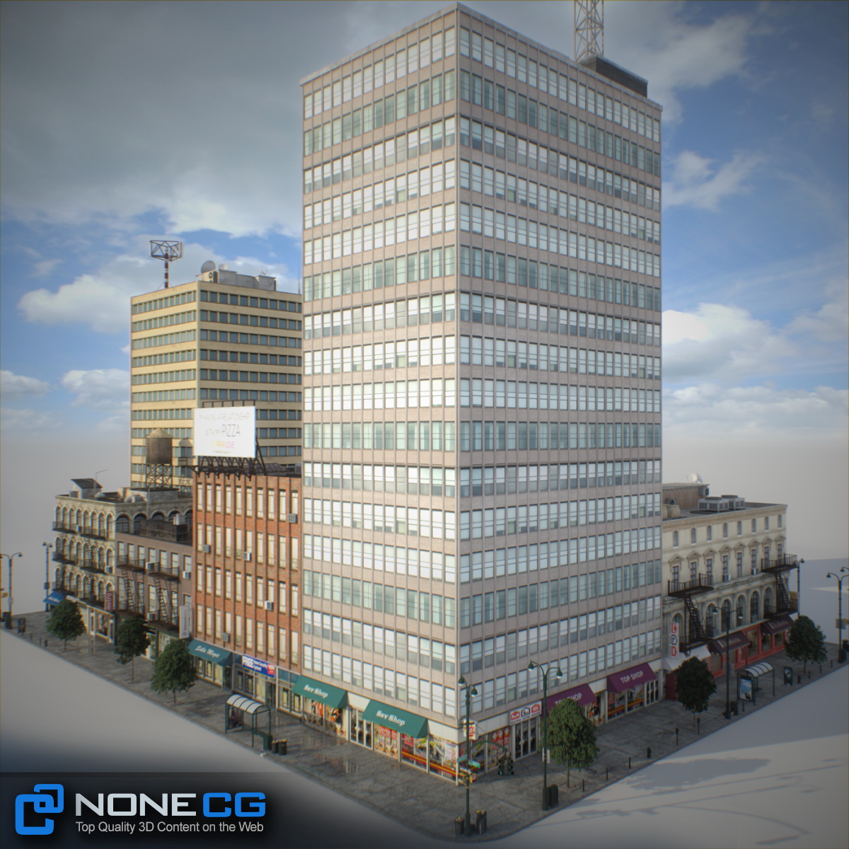 NYC Block Set 8 V2 Free low-poly 3D model_7