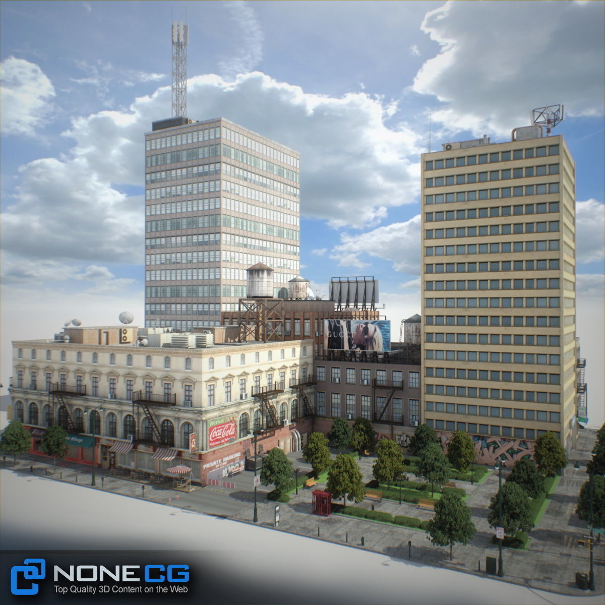 NYC Block Set 8 V2 Free low-poly 3D model_1