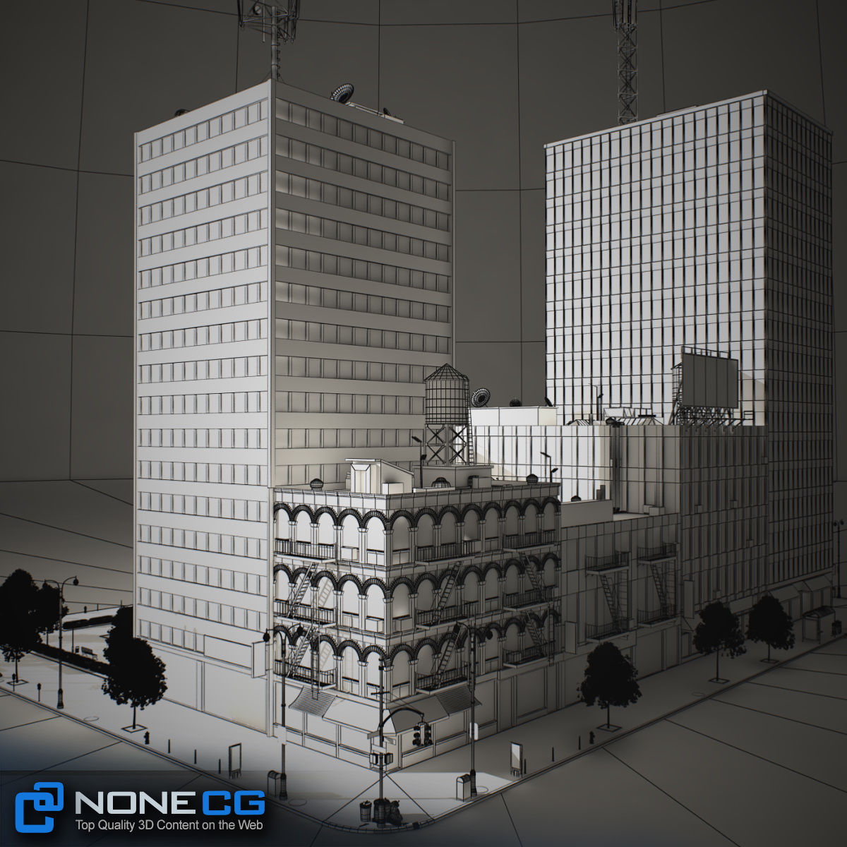 NYC Block Set 8 V2 Free low-poly 3D model_36