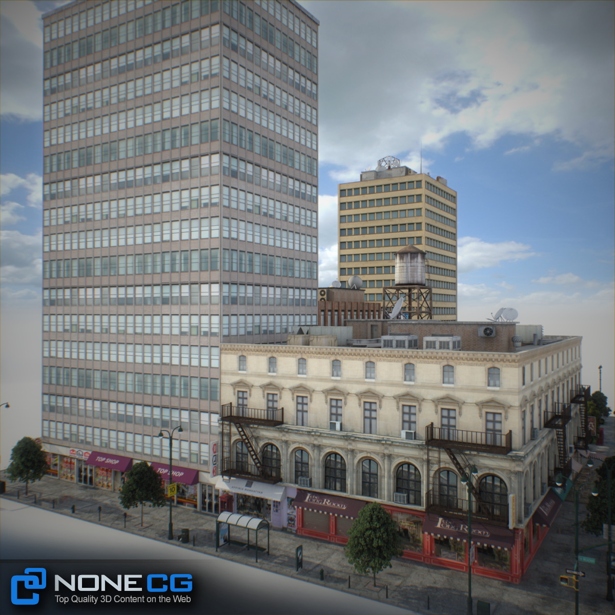 NYC Block Set 8 V2 Free low-poly 3D model_3