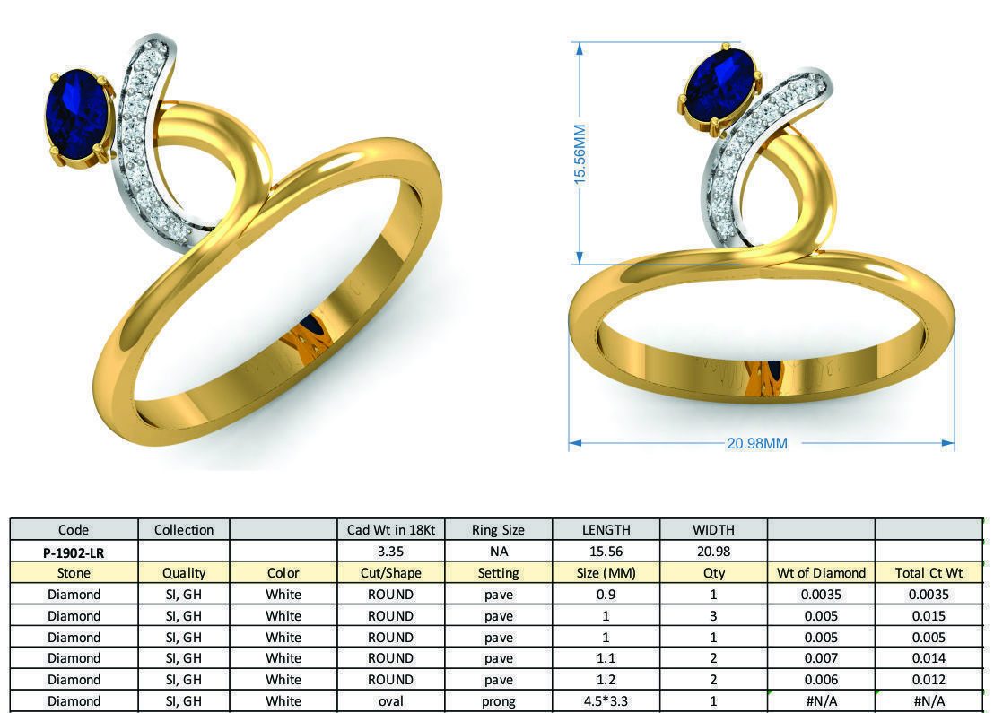 Engagement Oval Diamond ring  3D print model_3