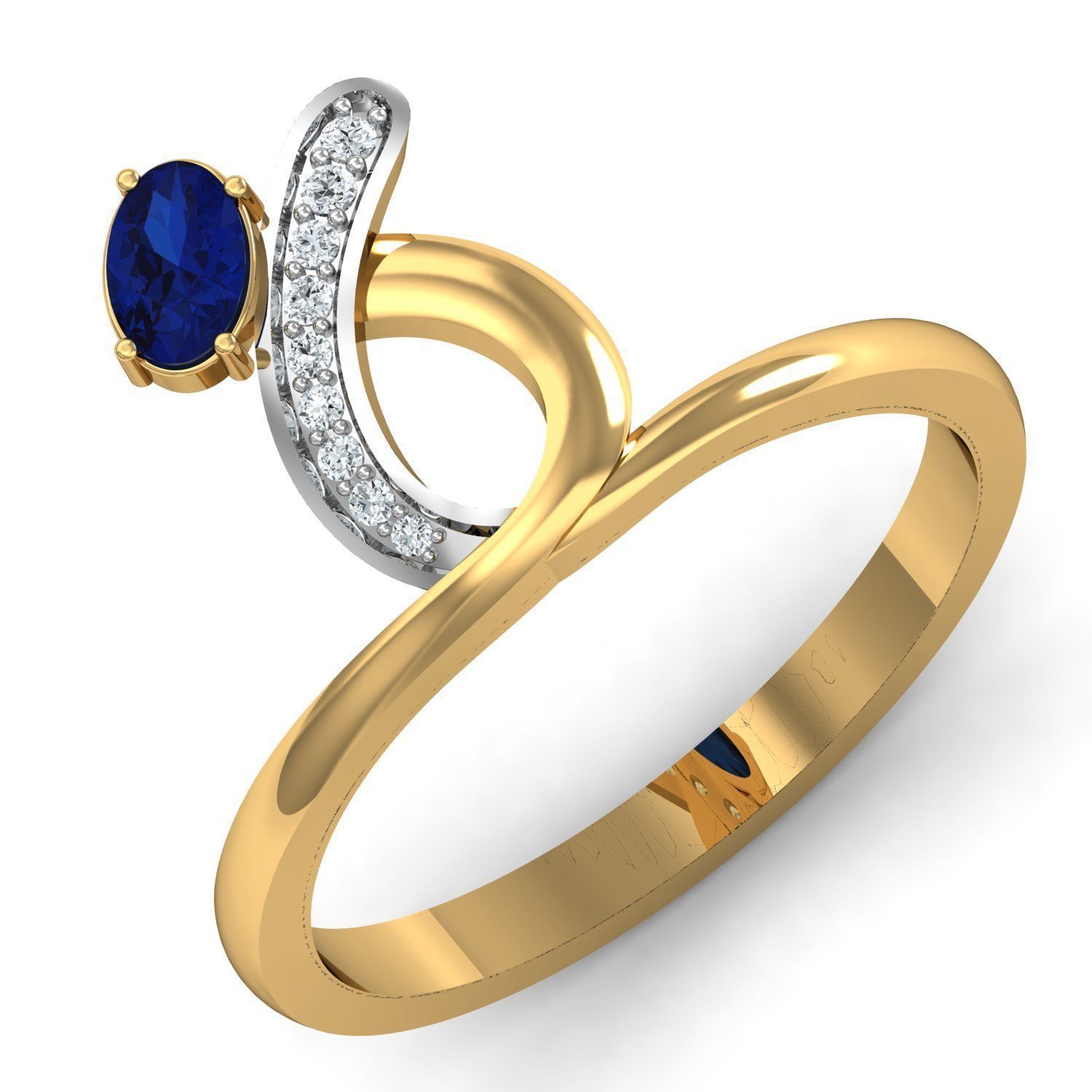 Engagement Oval Diamond ring  3D print model_1