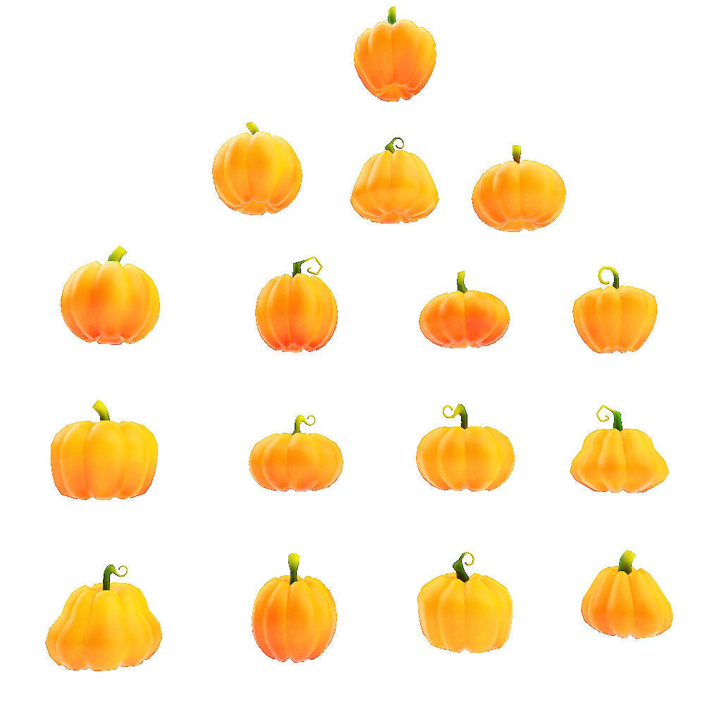 Carved pumpkin heads low poly 3d models set 2  3D model_4