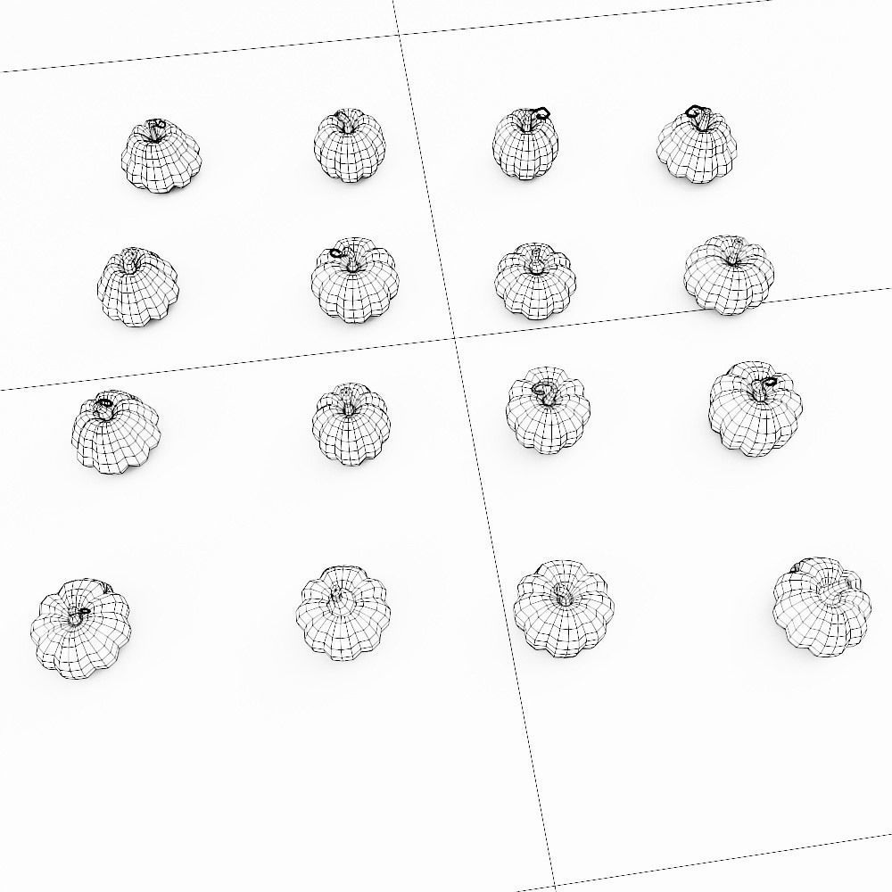 Carved pumpkin heads low poly 3d models set 2  3D model_8