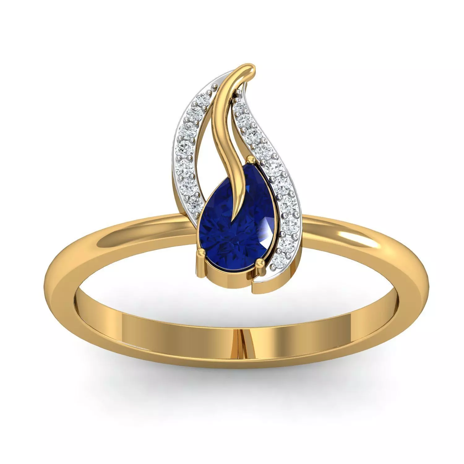 Solitaire Engagement Pear Diamond ring 3D print model_0