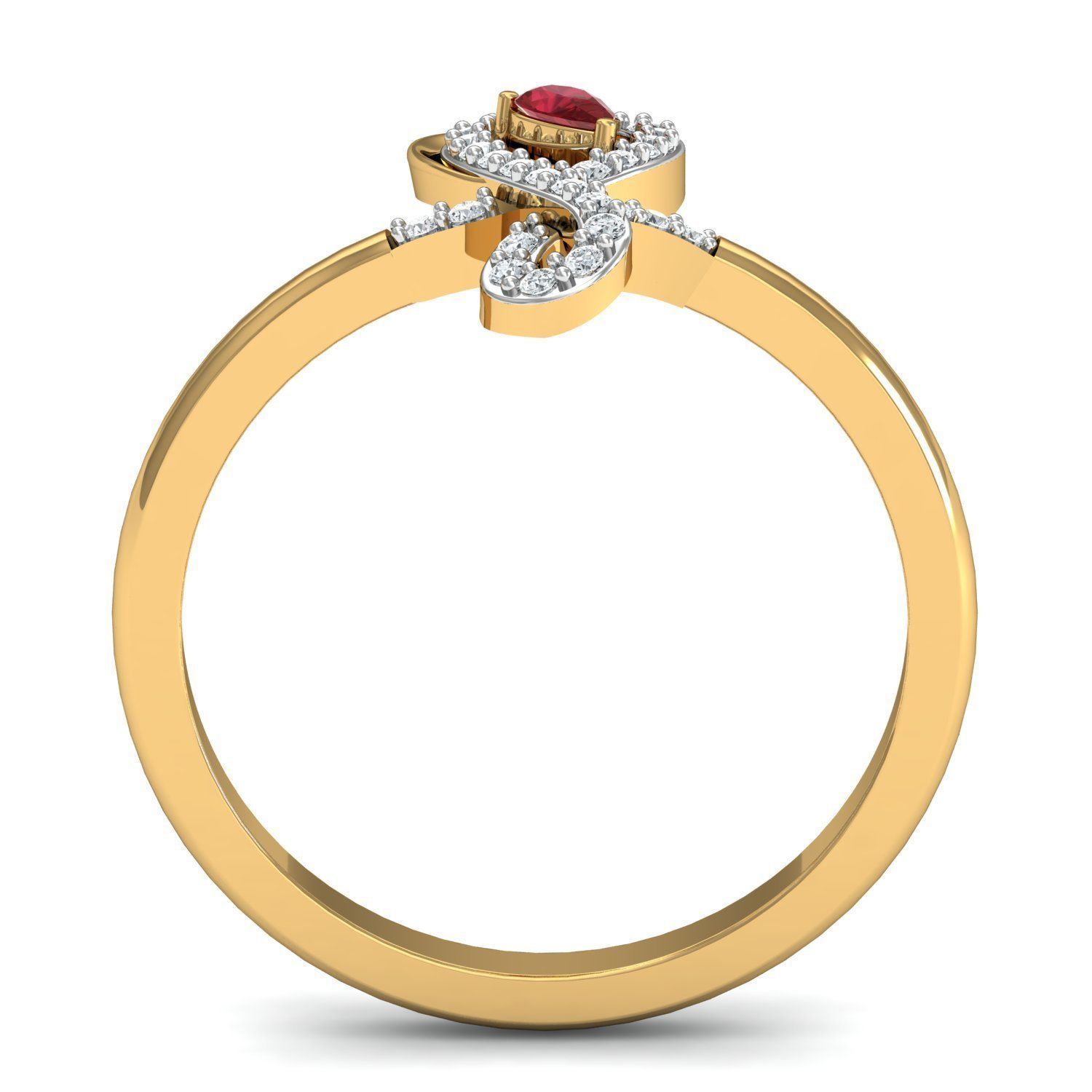 Solitaire Engagement Pear Diamond ring 3D print model_2