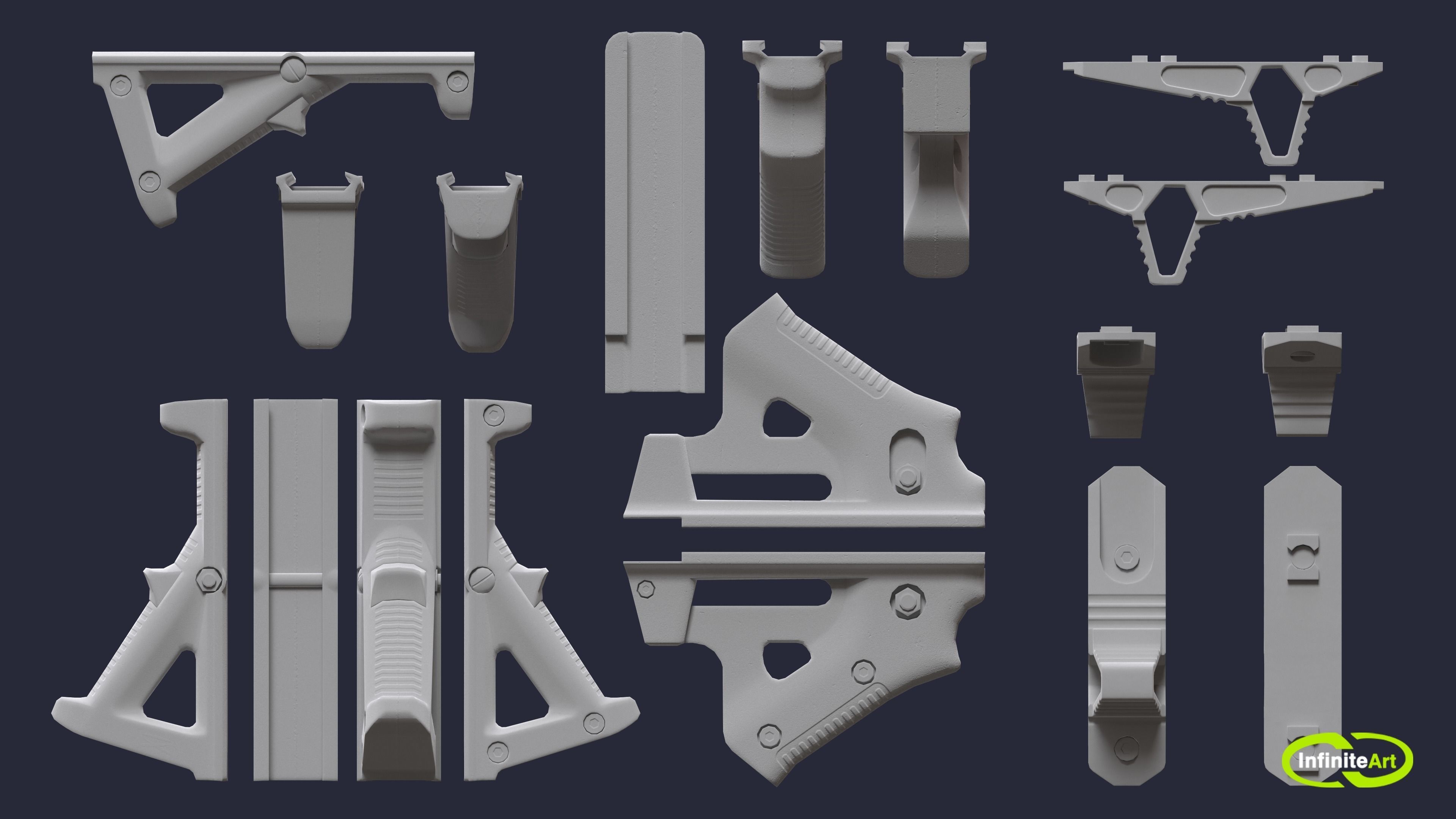 Grips camouflage gun parts Low-poly 3D model_8