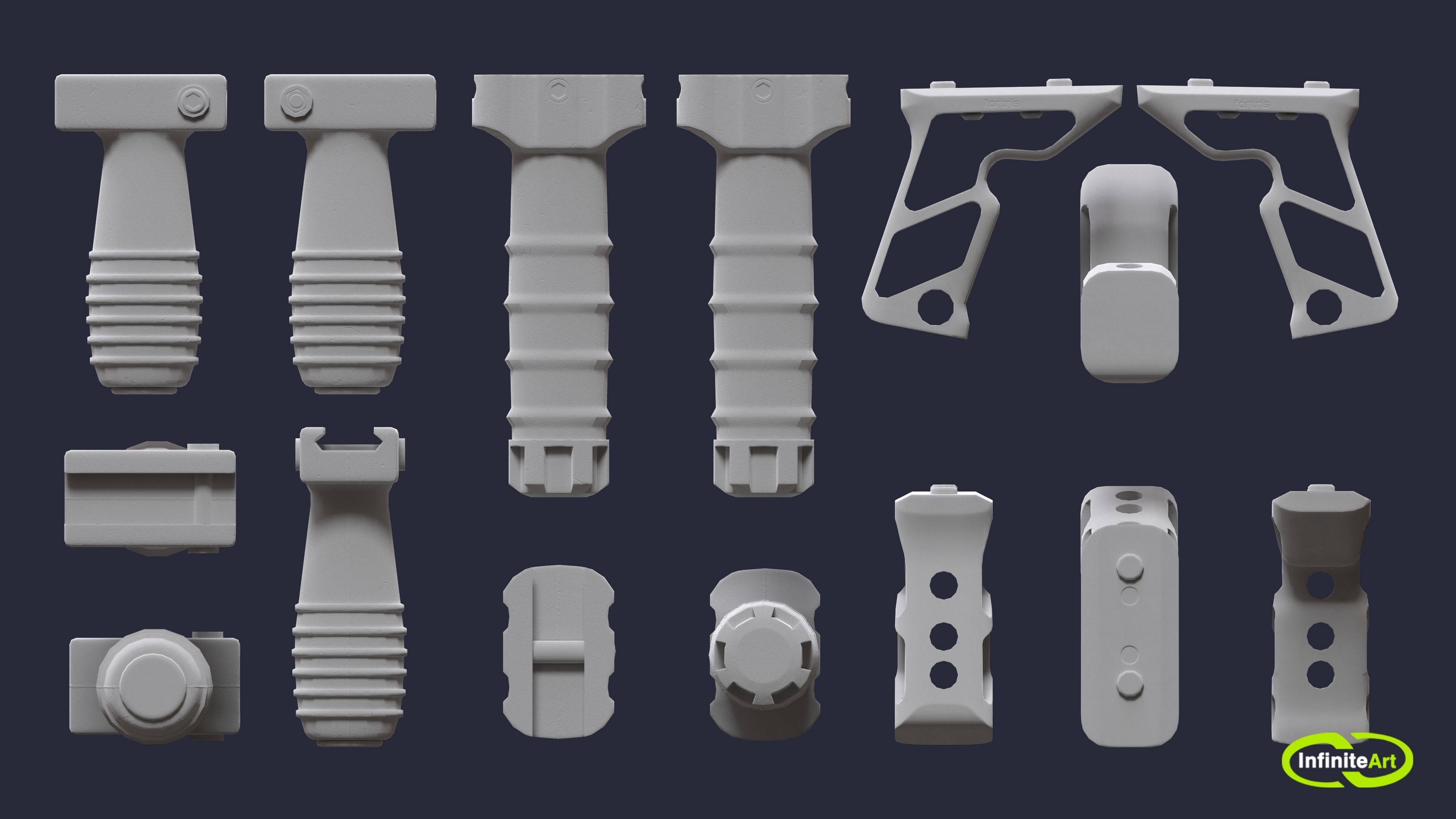 Grips camouflage gun parts Low-poly 3D model_5