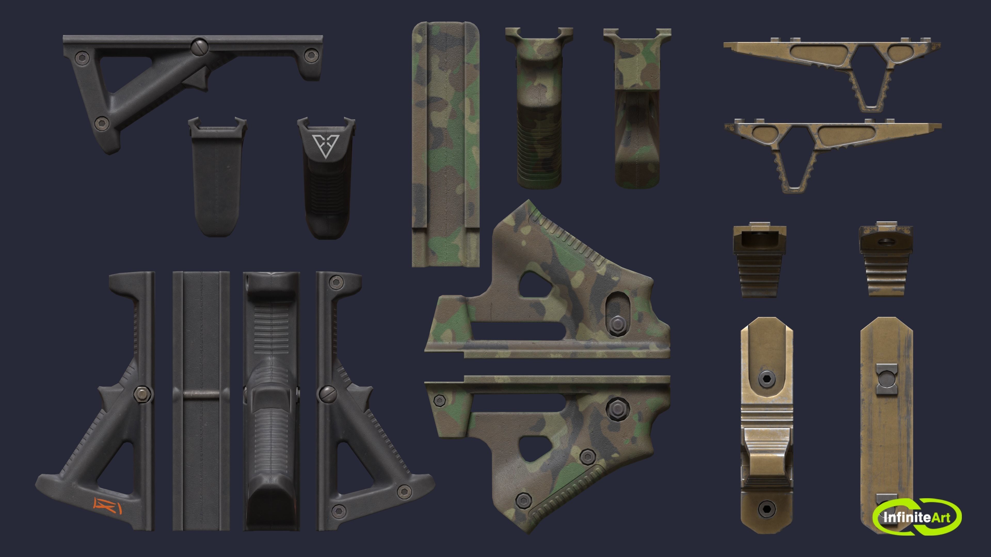 Grips camouflage gun parts Low-poly 3D model_7