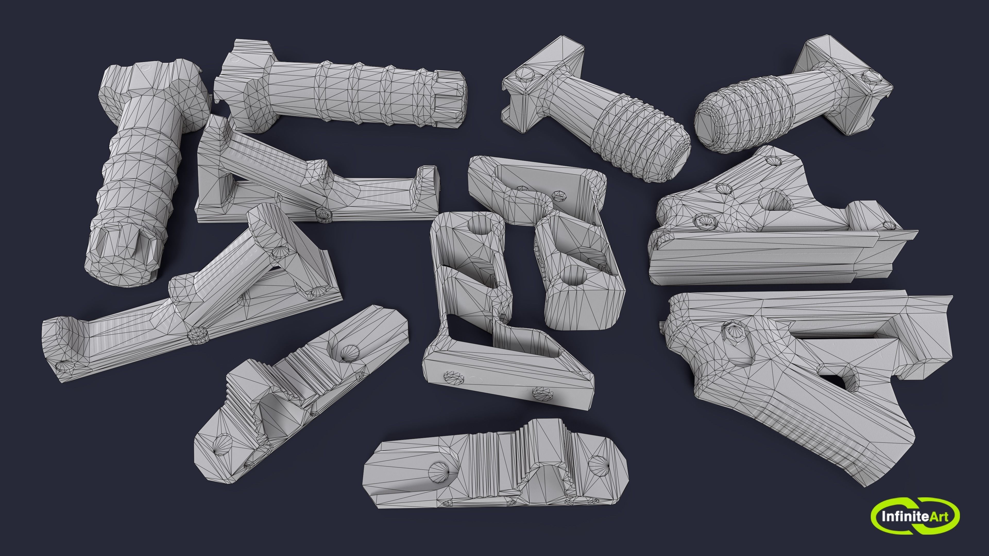 Grips camouflage gun parts Low-poly 3D model_3