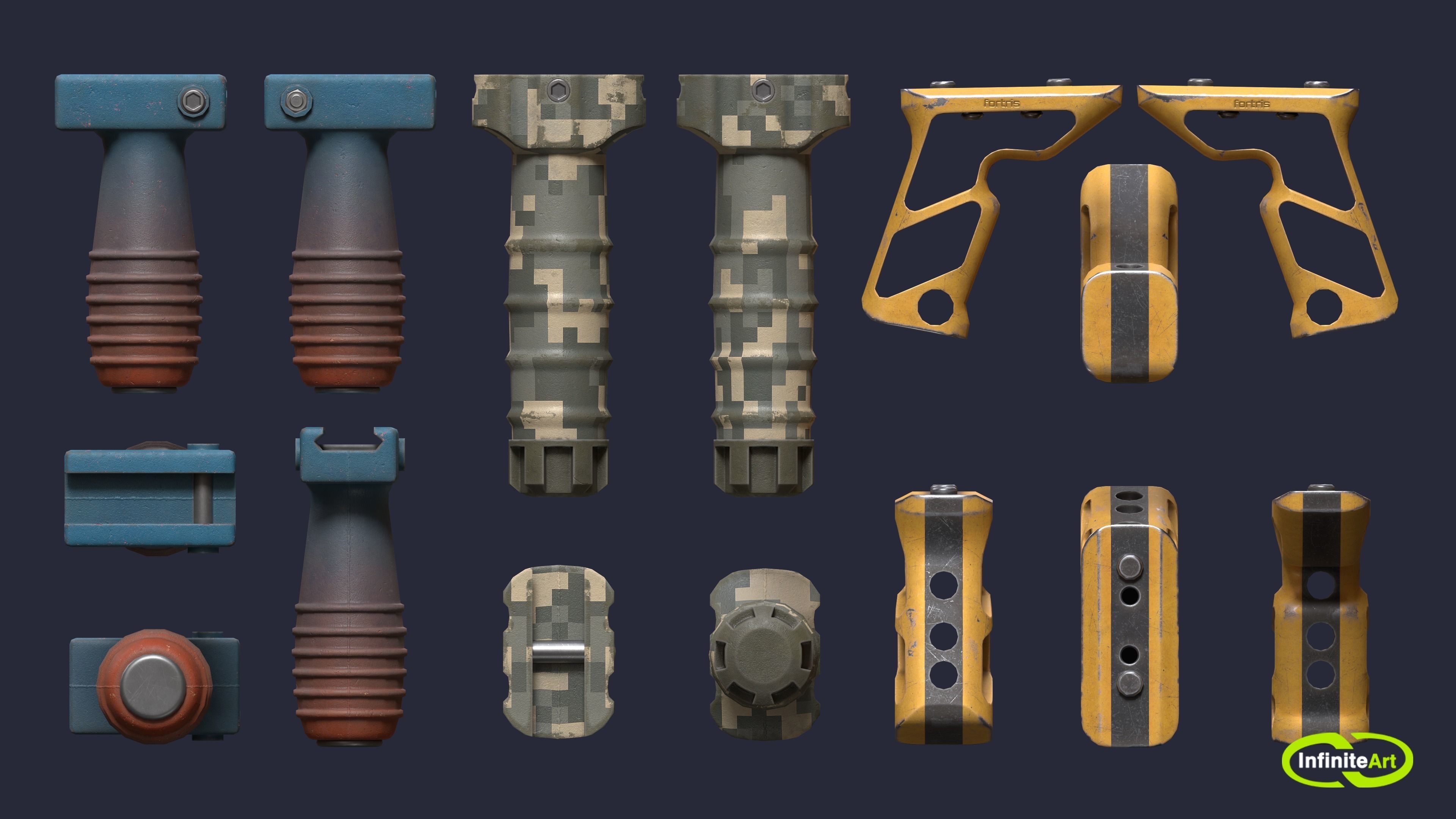 Grips camouflage gun parts Low-poly 3D model_4