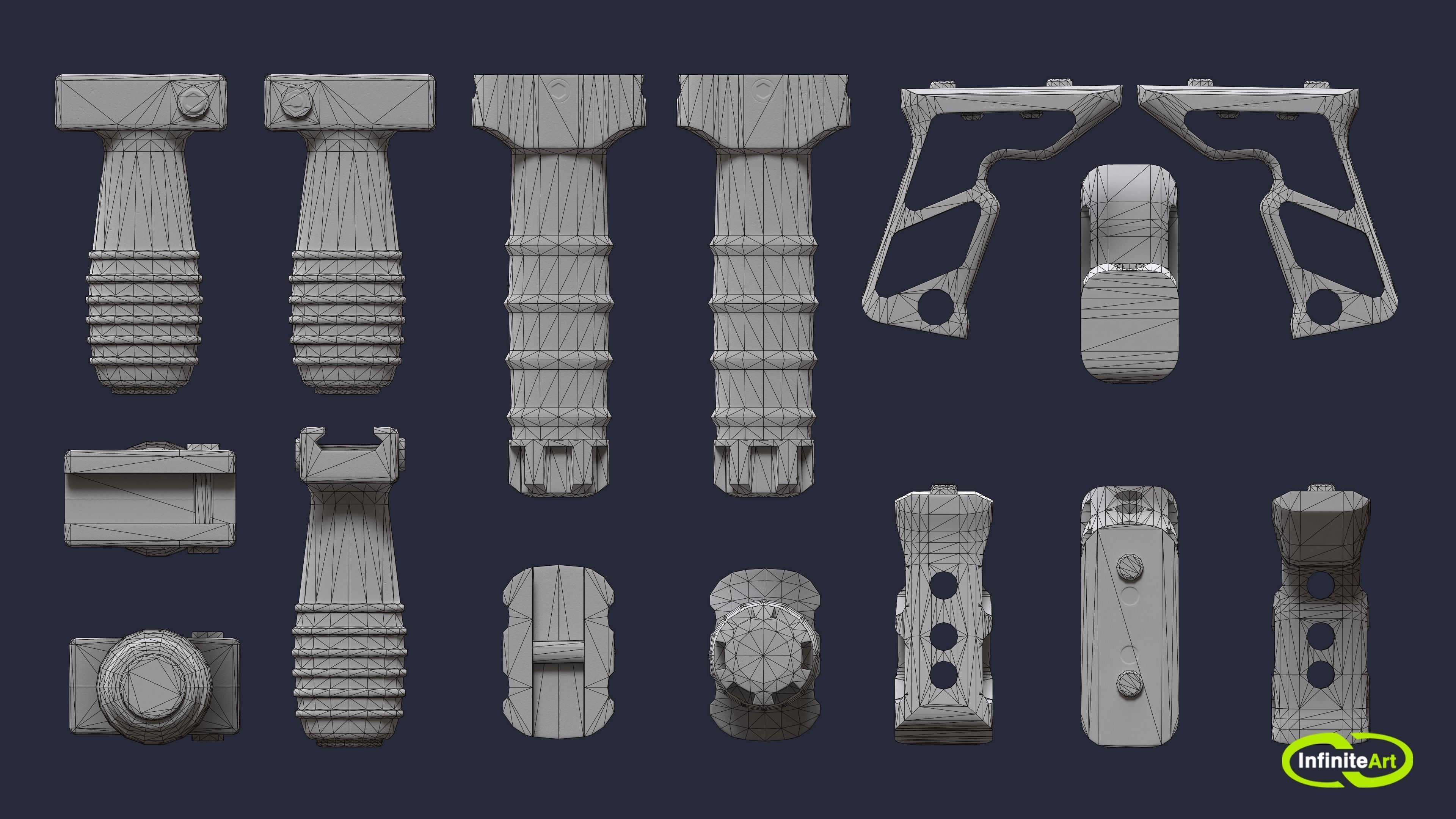 Grips camouflage gun parts Low-poly 3D model_6