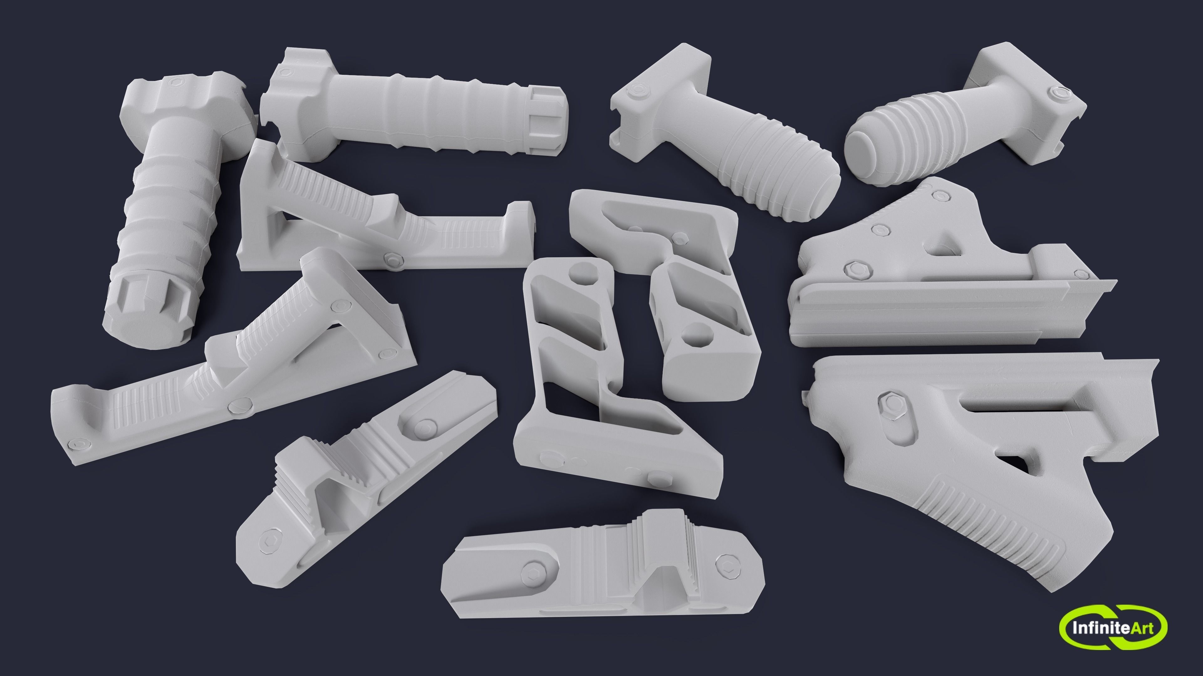 Grips camouflage gun parts Low-poly 3D model_2