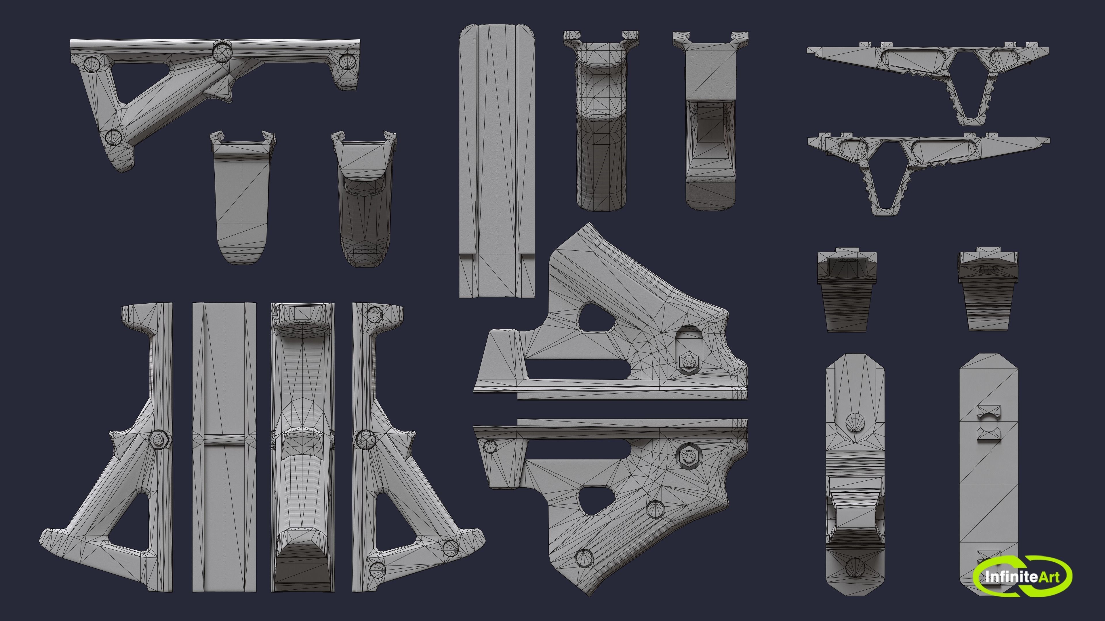Grips camouflage gun parts Low-poly 3D model_9
