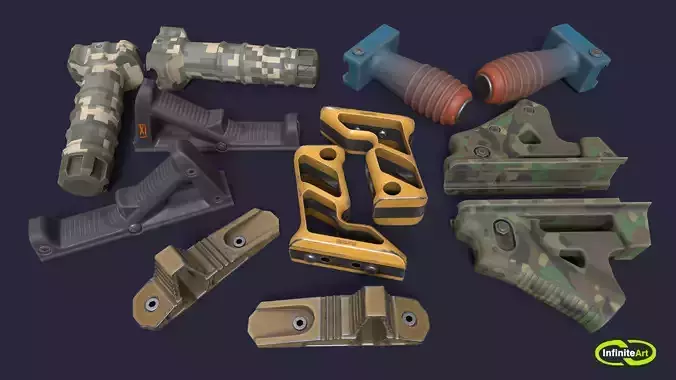 Grips camouflage gun parts Low-poly 3D model
