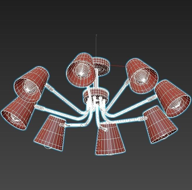 evoluce ceiling light with six lamps 3D model_2