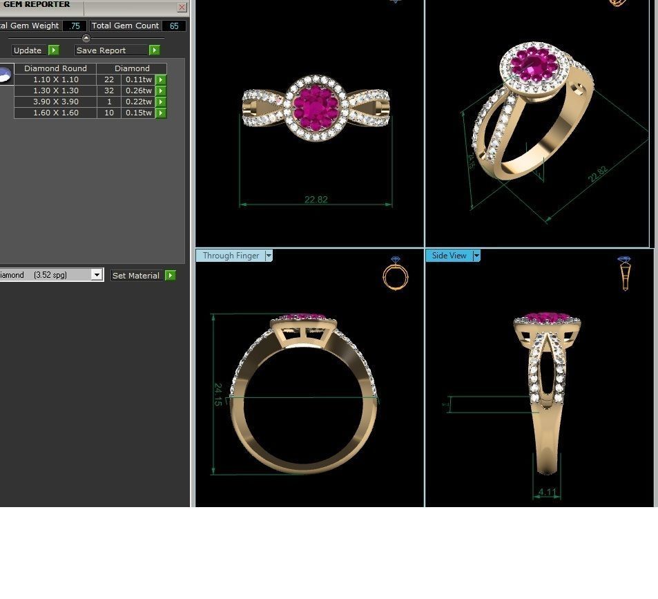 Women Diamond Ring  3D print model_1