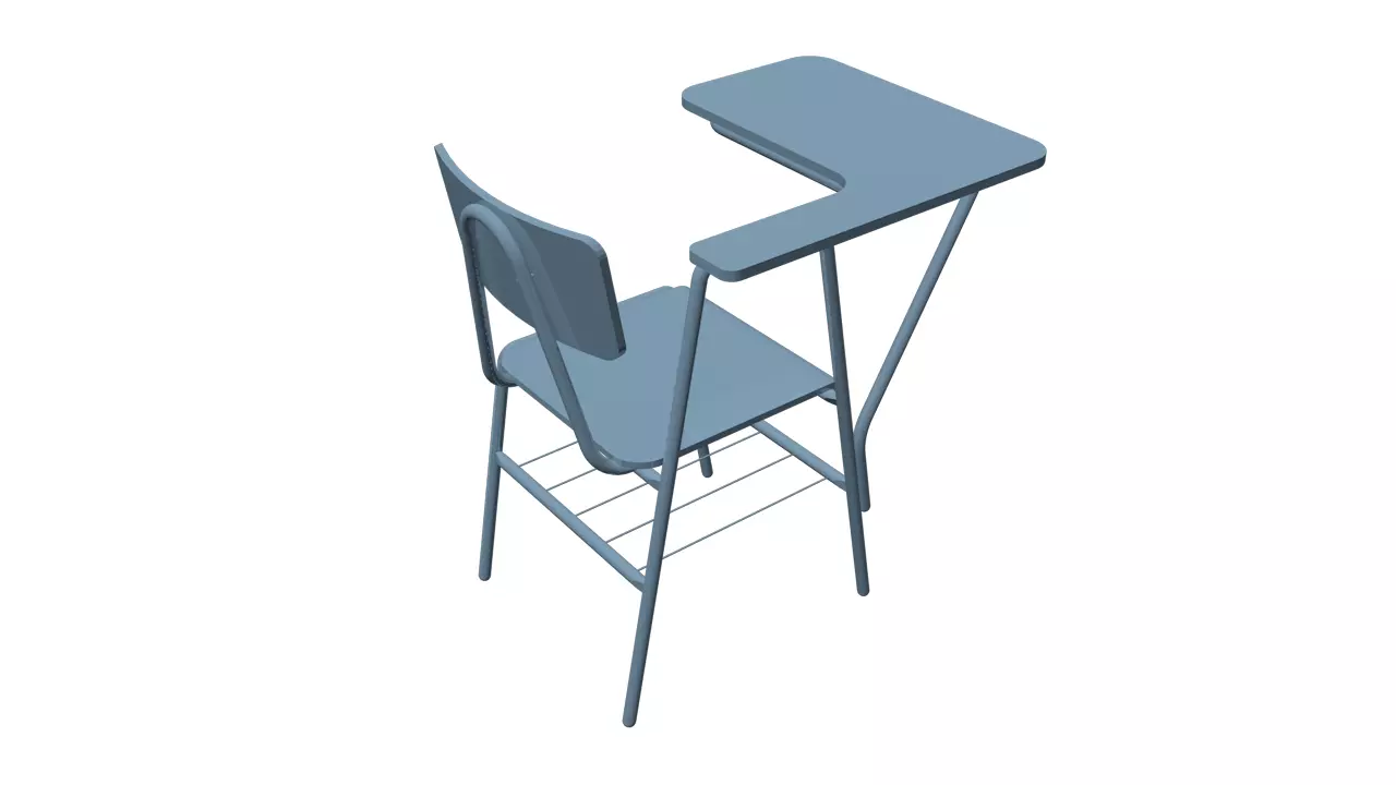 chair school desk and Free 3D model_0