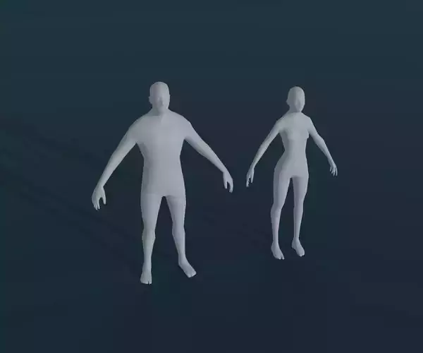 Male Female Body Base Mesh Animated Rigged 1k Poly Collection