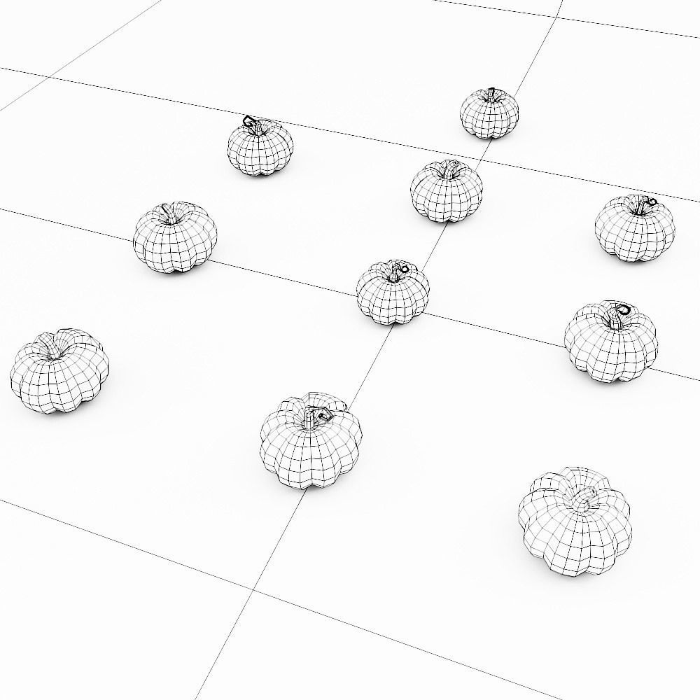 Carved pumpkin heads low poly 3d models set 4 Low-poly 3D model_9