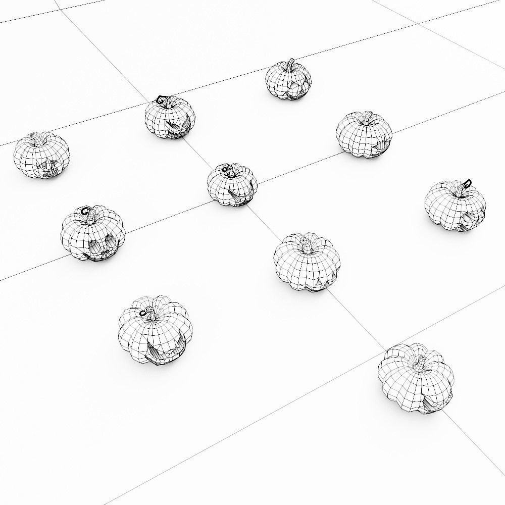 Carved pumpkin heads low poly 3d models set 4 Low-poly 3D model_8