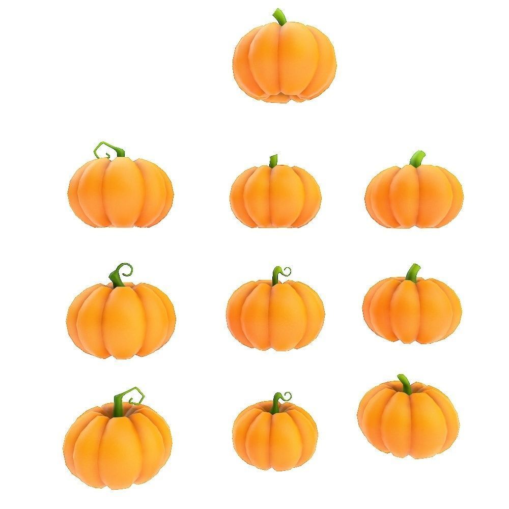 Carved pumpkin heads low poly 3d models set 4 Low-poly 3D model_5