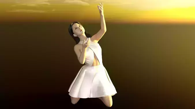 yifeiliucrystal woman in dress at sunset