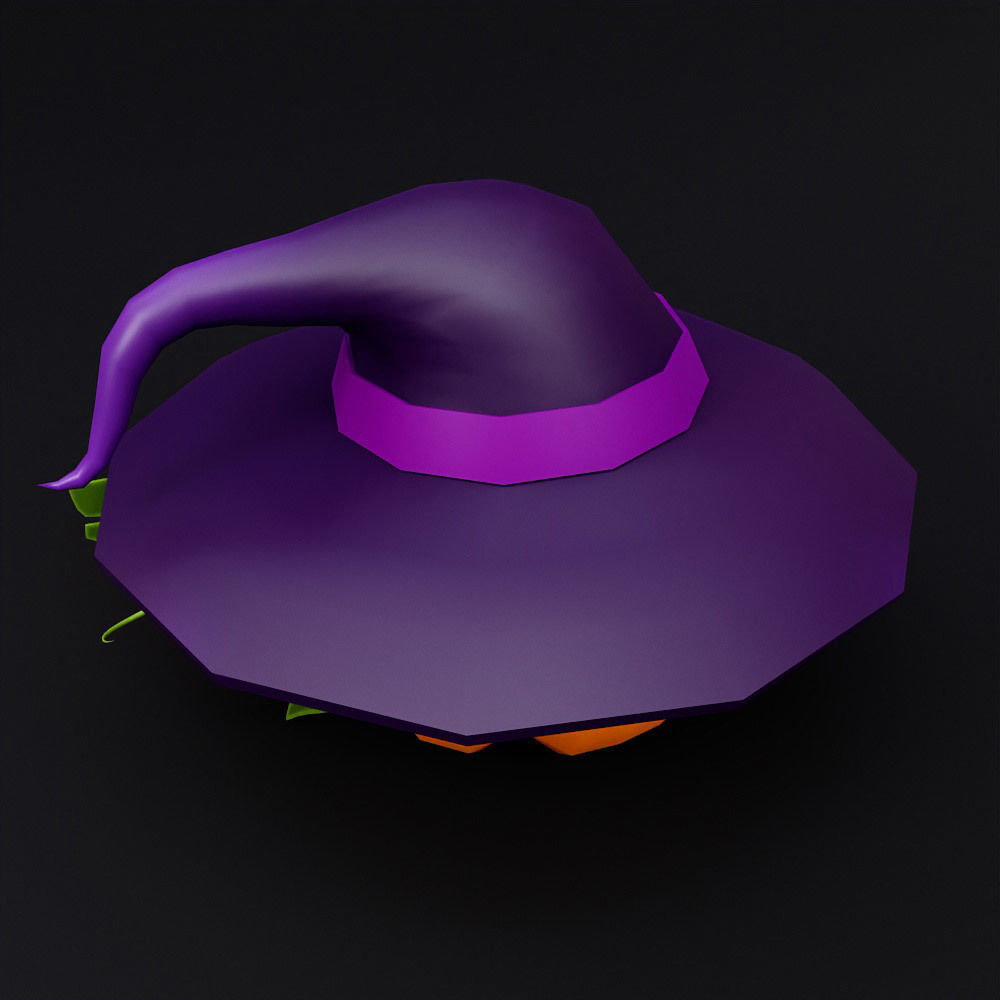 Pumpkin head with hat low poly 3d model Low-poly 3D model_4