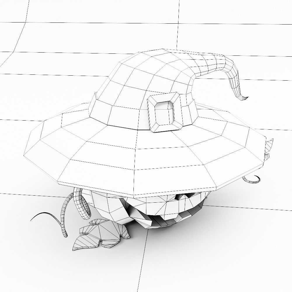 Pumpkin head with hat low poly 3d model Low-poly 3D model_7