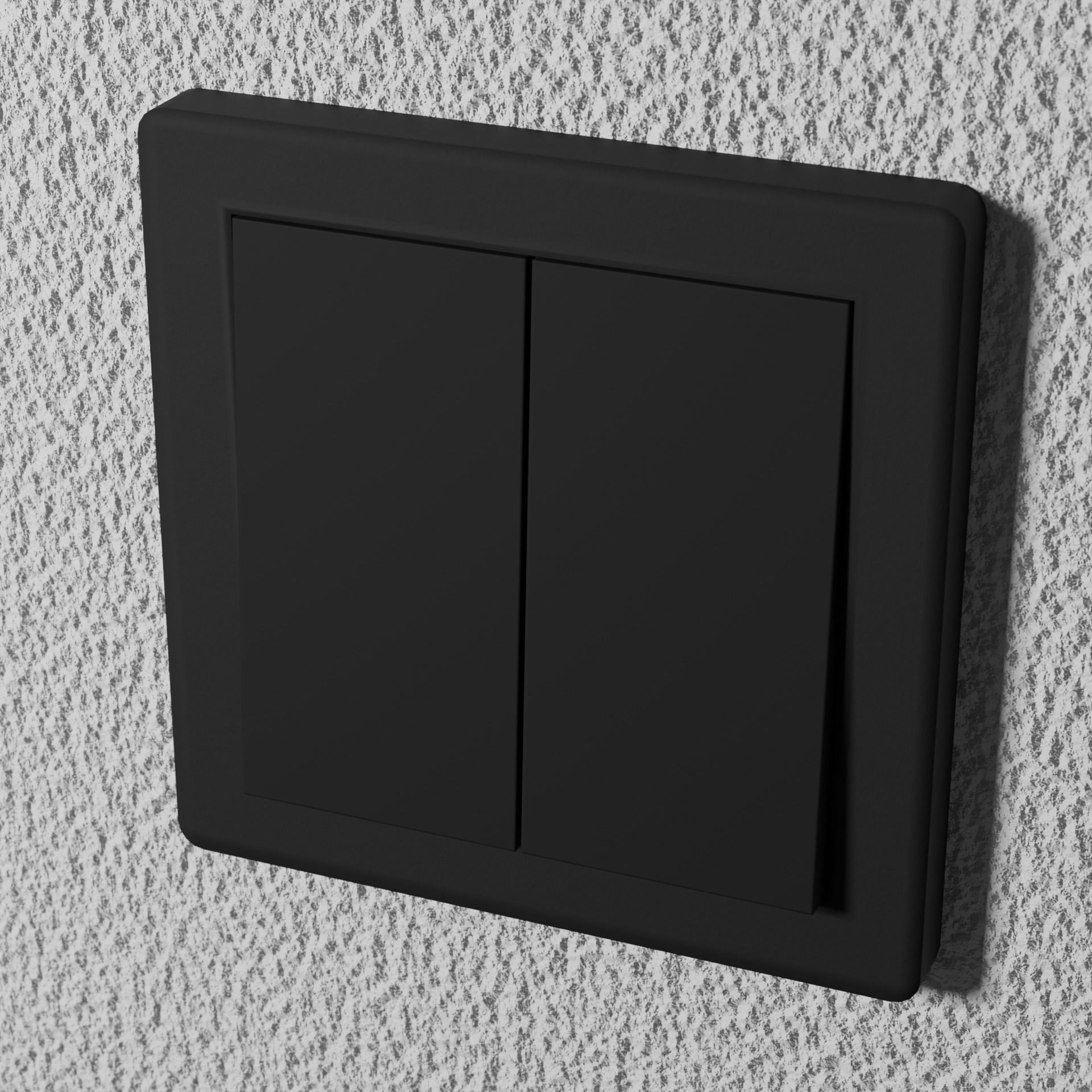 Interior switch - black double Low-poly 3D model_1