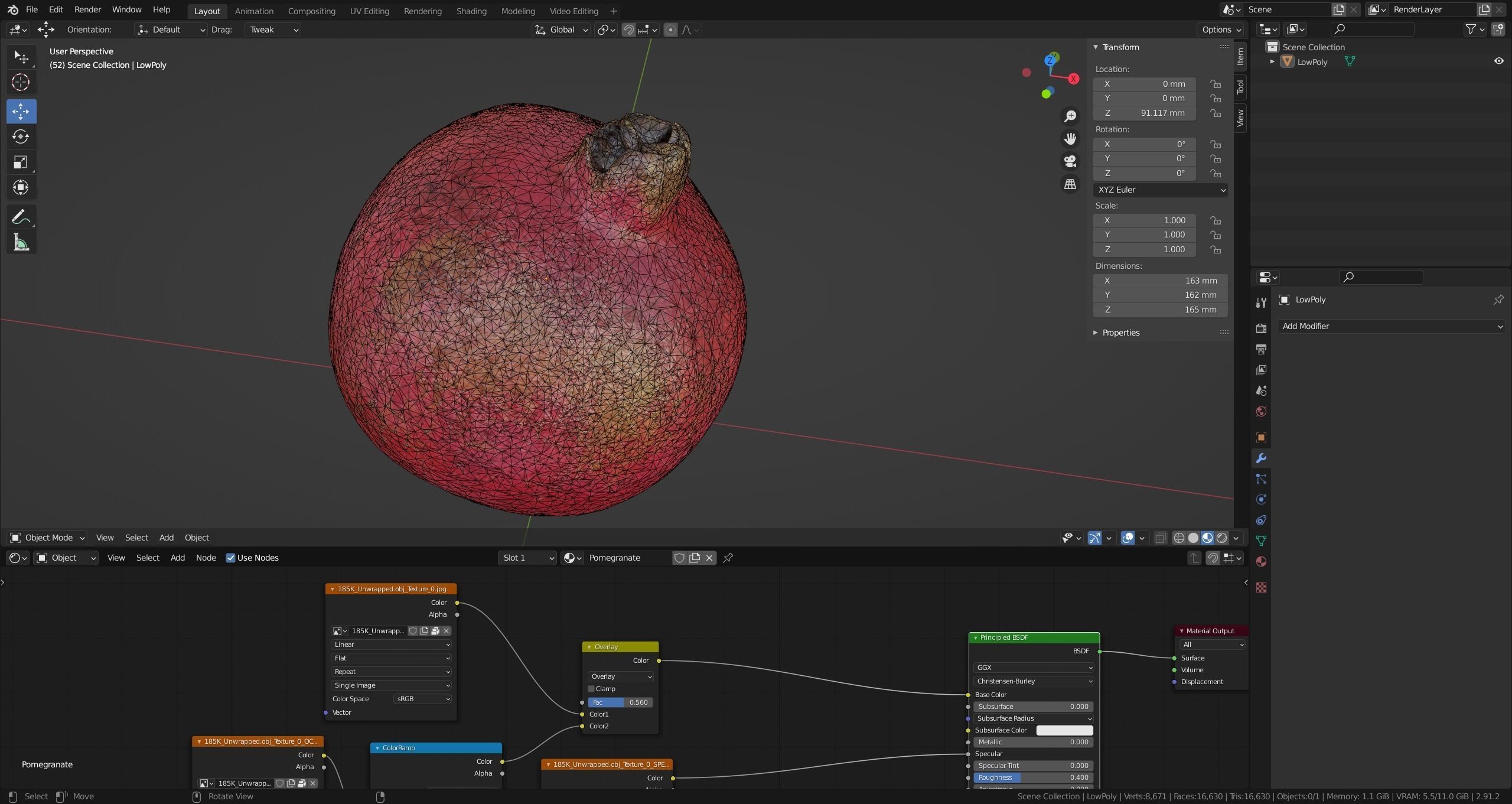 Pomegranate fruit 3D Scanned Low-poly 3D model_4