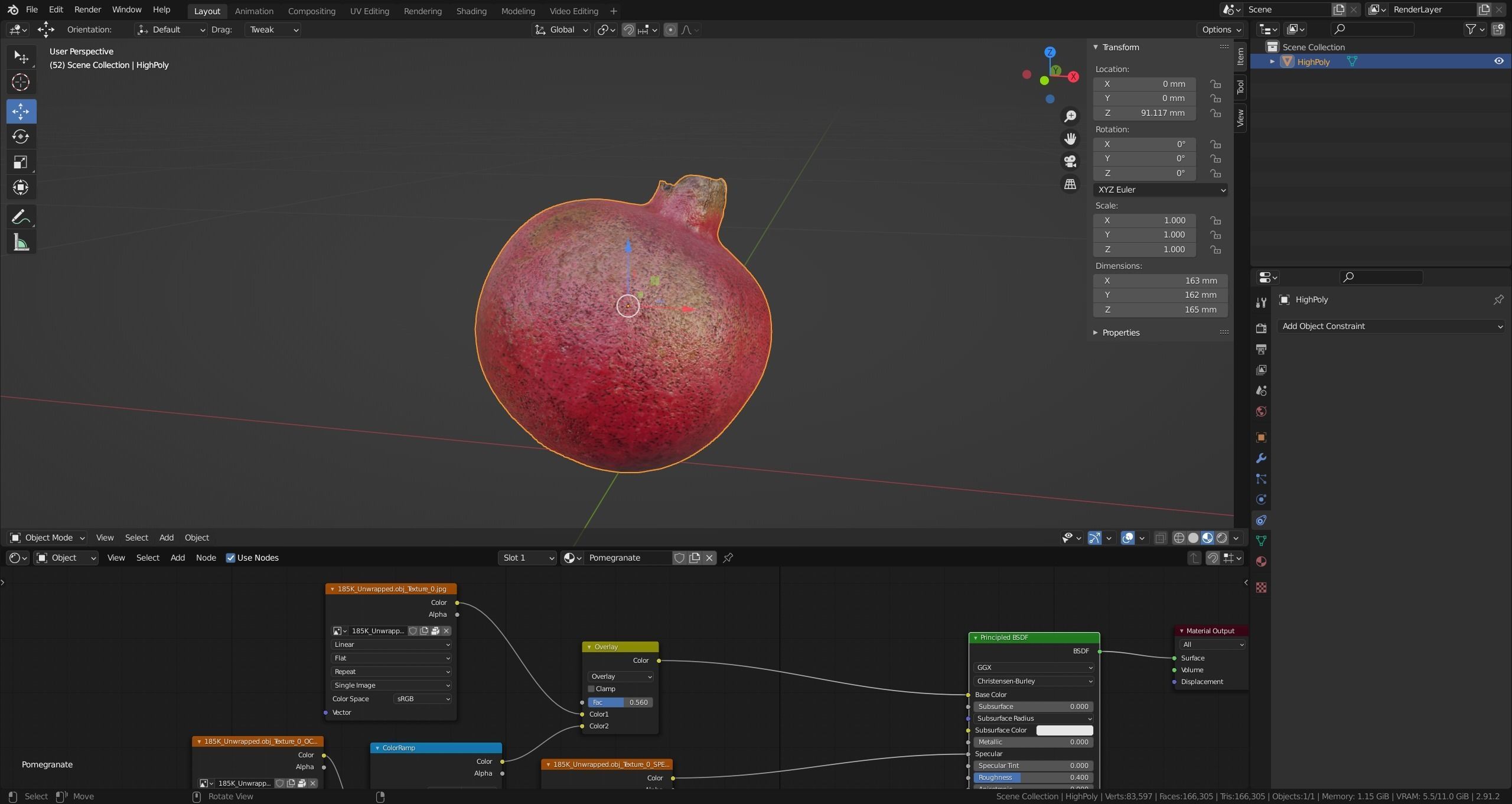 Pomegranate fruit 3D Scanned Low-poly 3D model_2