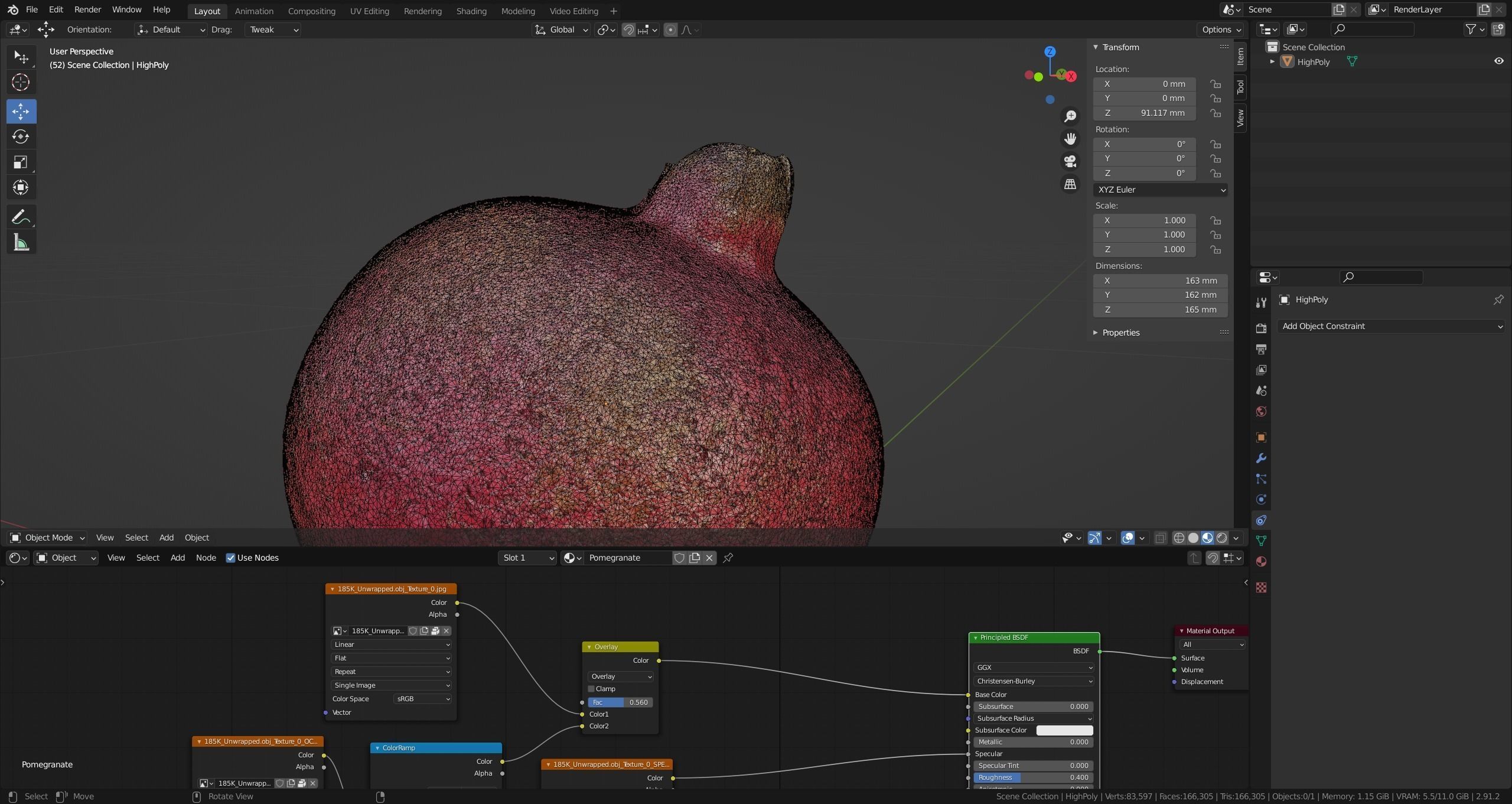Pomegranate fruit 3D Scanned Low-poly 3D model_3