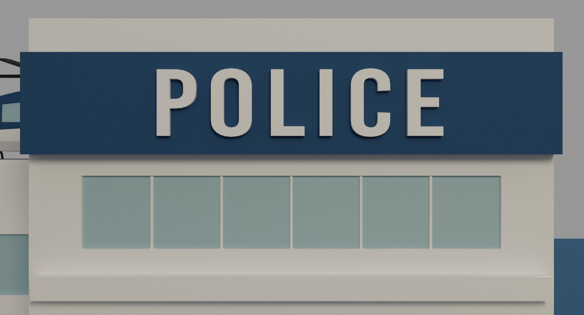 Police station Low-poly 3D model_3