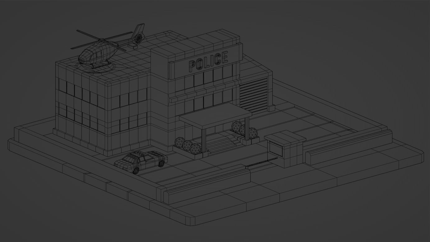 Police station Low-poly 3D model_2