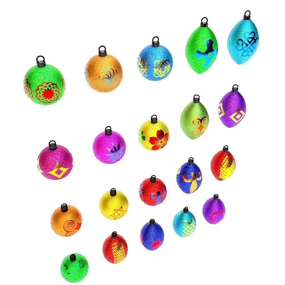 Christmas tree ball 3d model set2 Low-poly 3D model