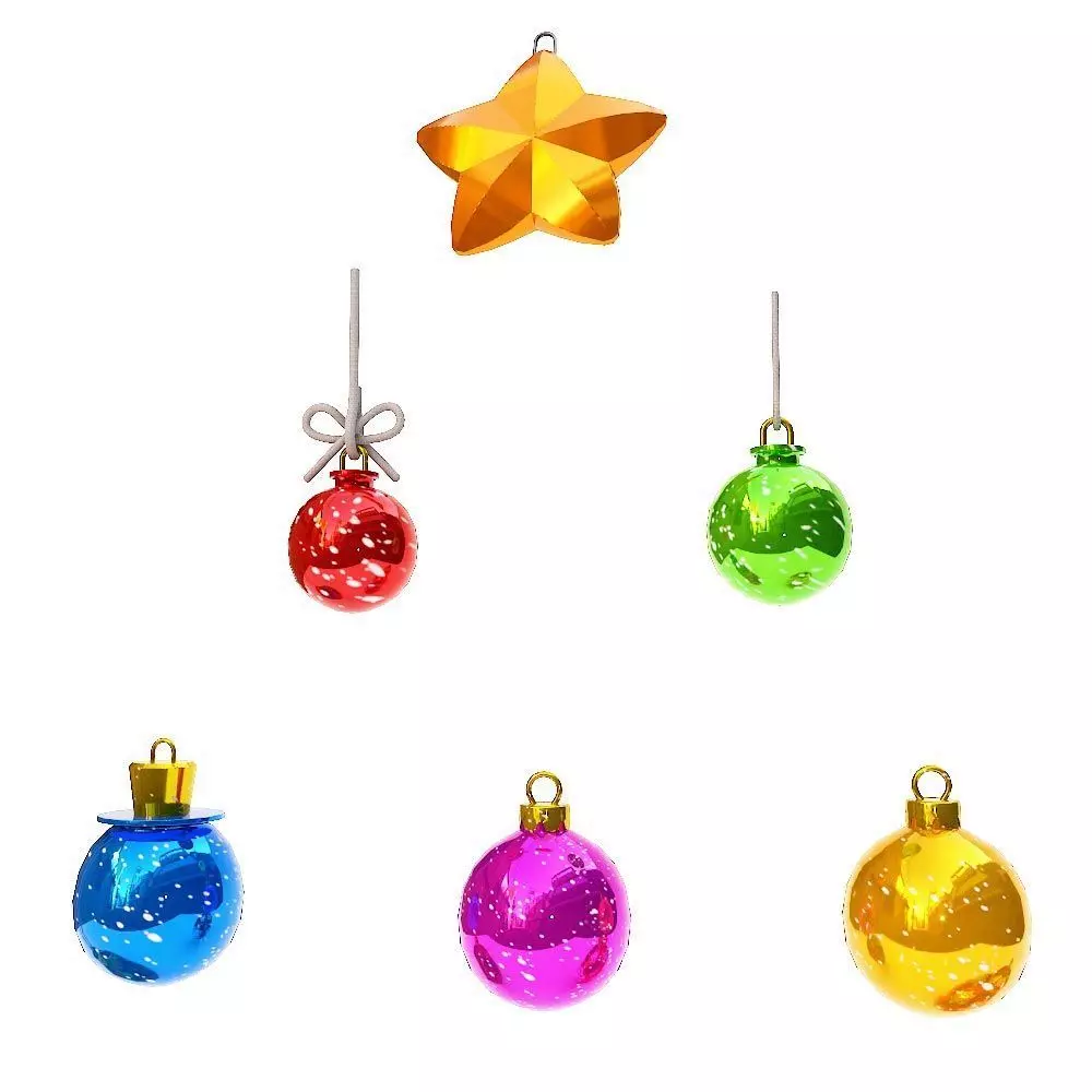 Christmas balls 3d model set3 Low-poly 3D model