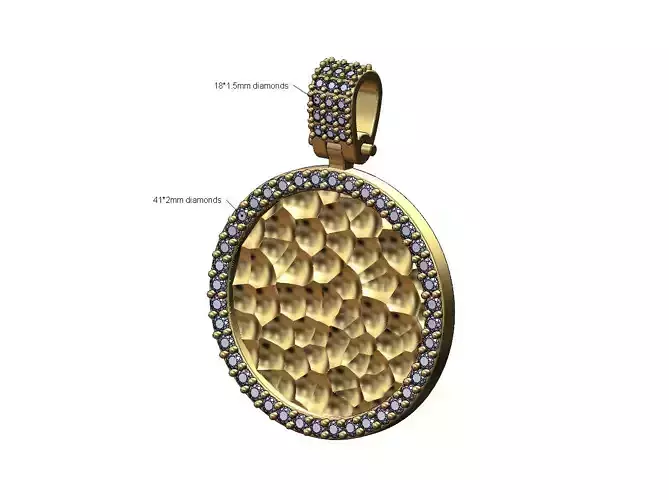 Hammered texture round pendant with bail