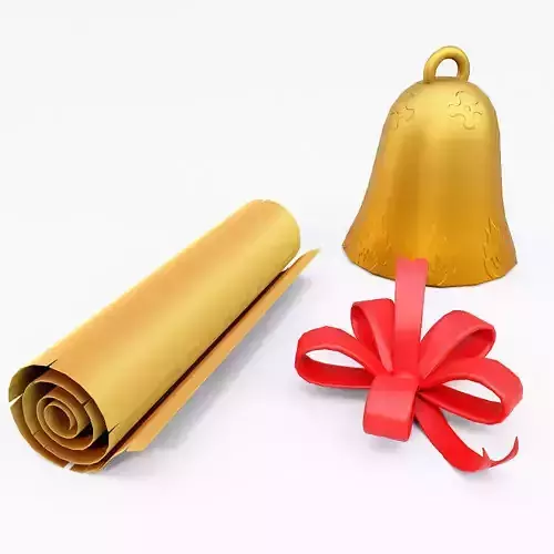 Christmas bell ribbon letter 3d model 